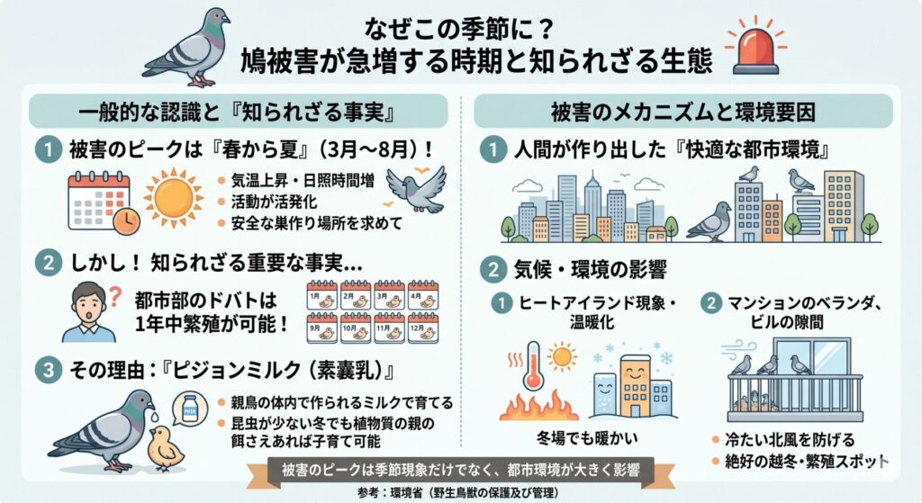 なぜこの季節に？鳩被害が急増する時期と知られざる生態