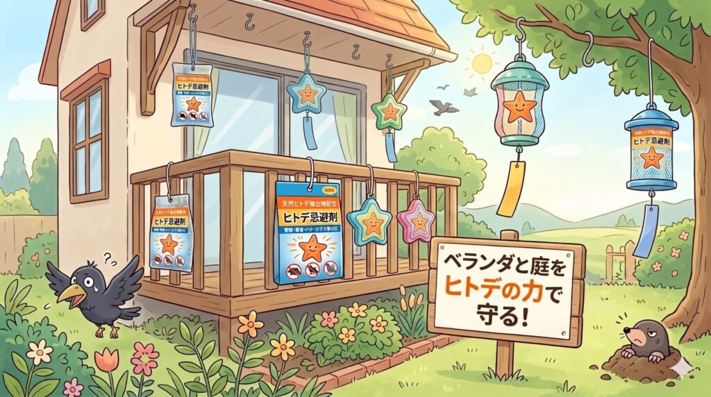 ヒトデ忌避剤から逃げる鳩