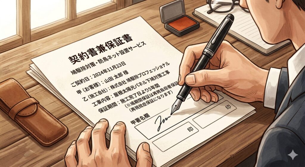 鳩対策業者の保証内容や契約書の確認